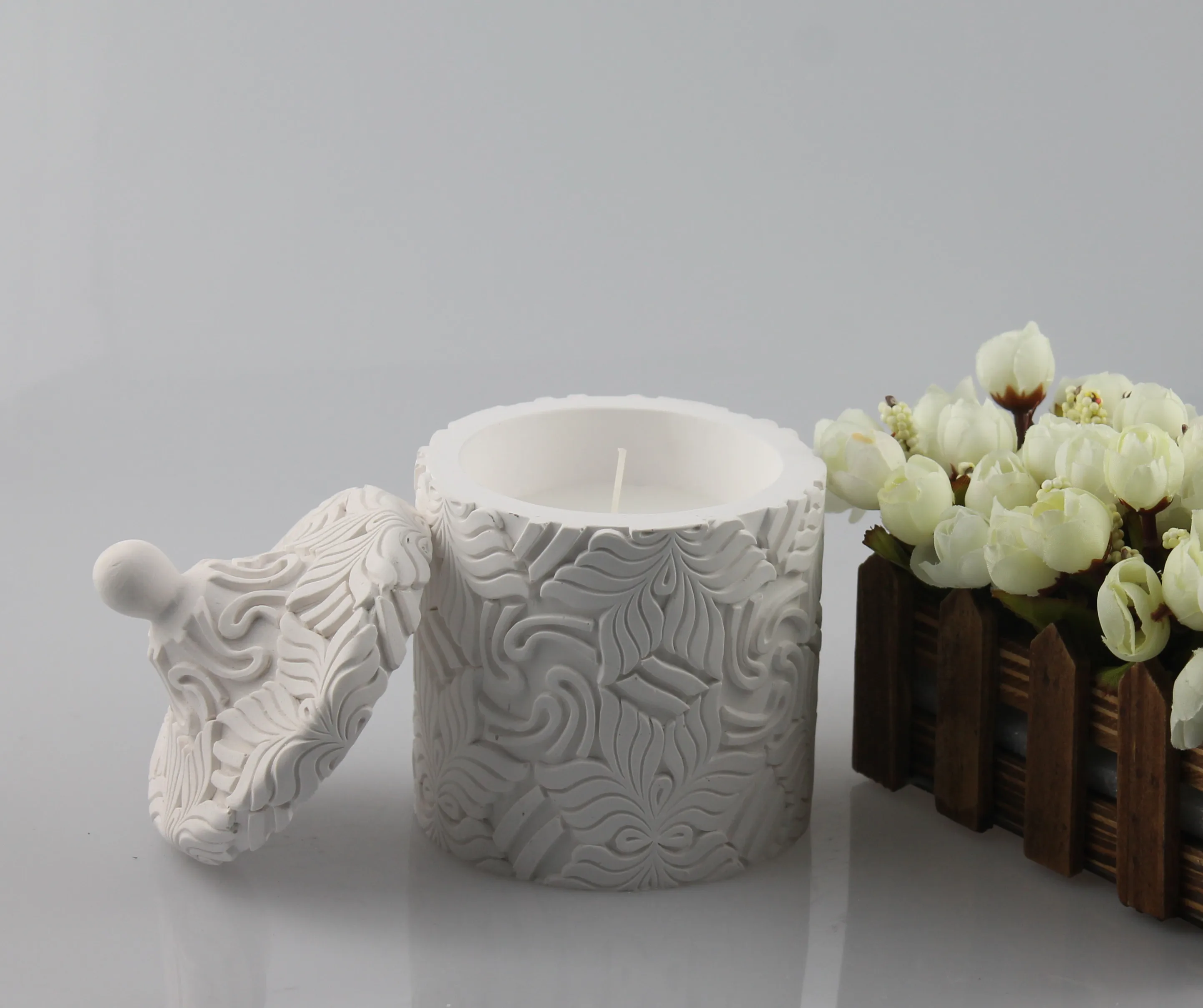 Hotsell cement candle with beautiful pattern used for home scented candle