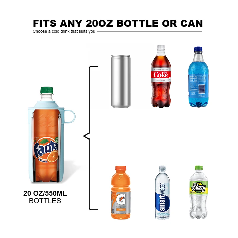 2024 Latest Summer 20oz 12 Hours Cold SS Beer Bottle and Can Cooler with Retractable Silicone Lid