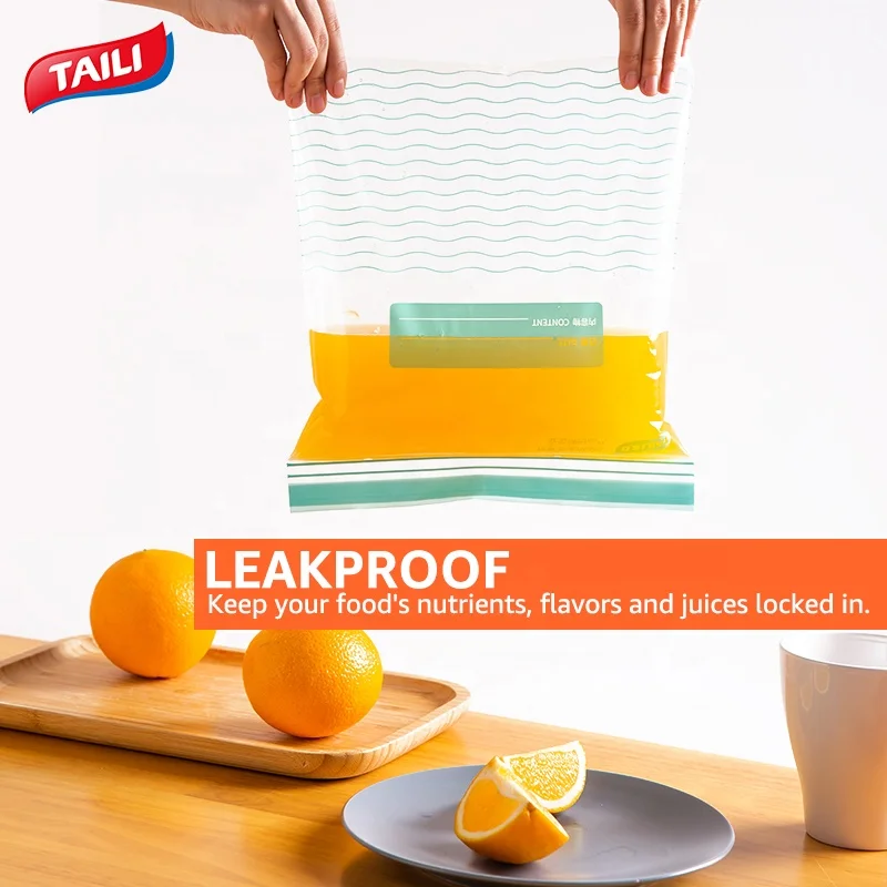 Taili New Design Eco-friendly Press Seal Zip Lock Plastic Bag Waterproof Food Zipper Bag For Keeping Food Fresh