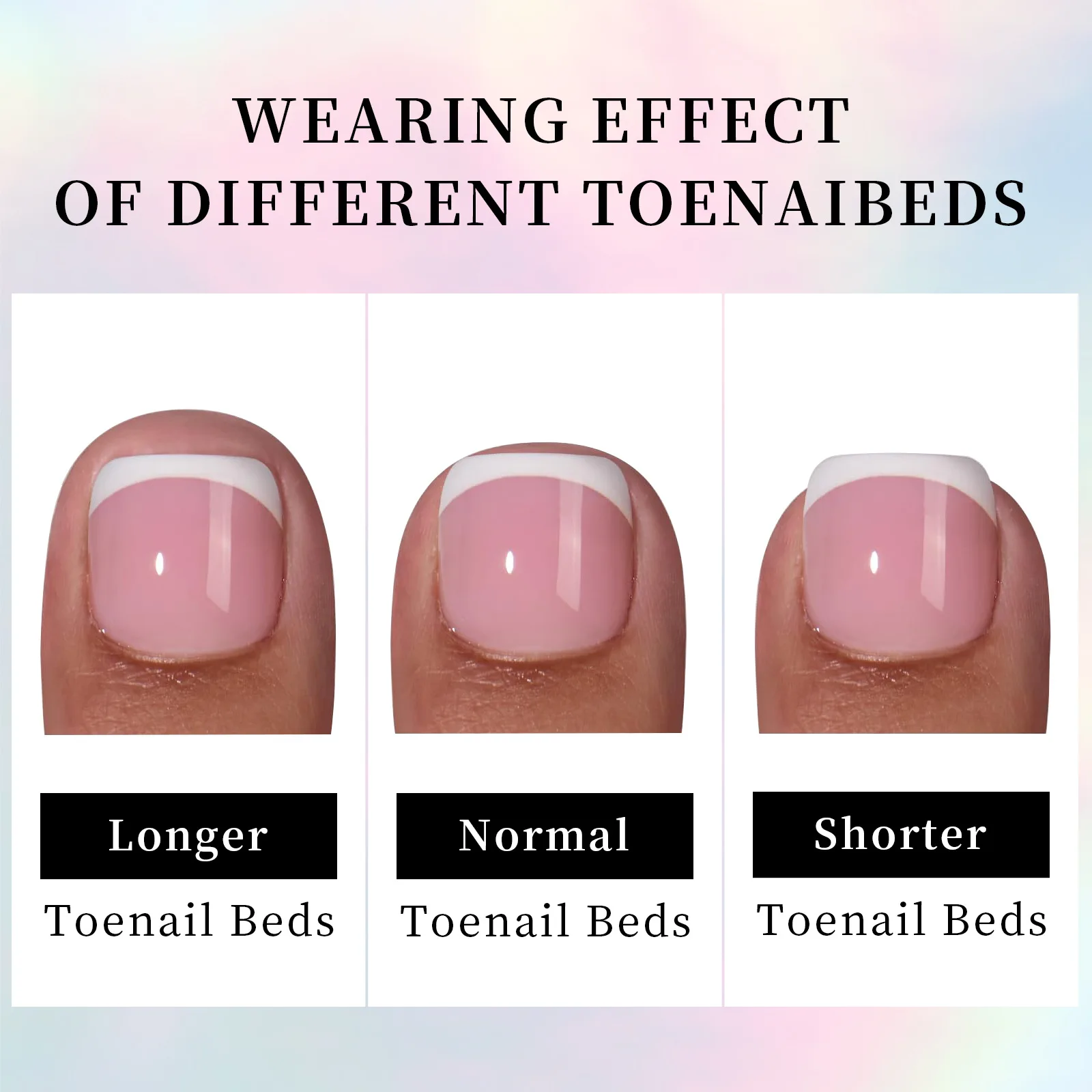 3 In 1 Soft Gel Soak Off French Foot Nail Beauty Salon Frosted Foot Nail Patches Wholesale Press On Toe Nail Box