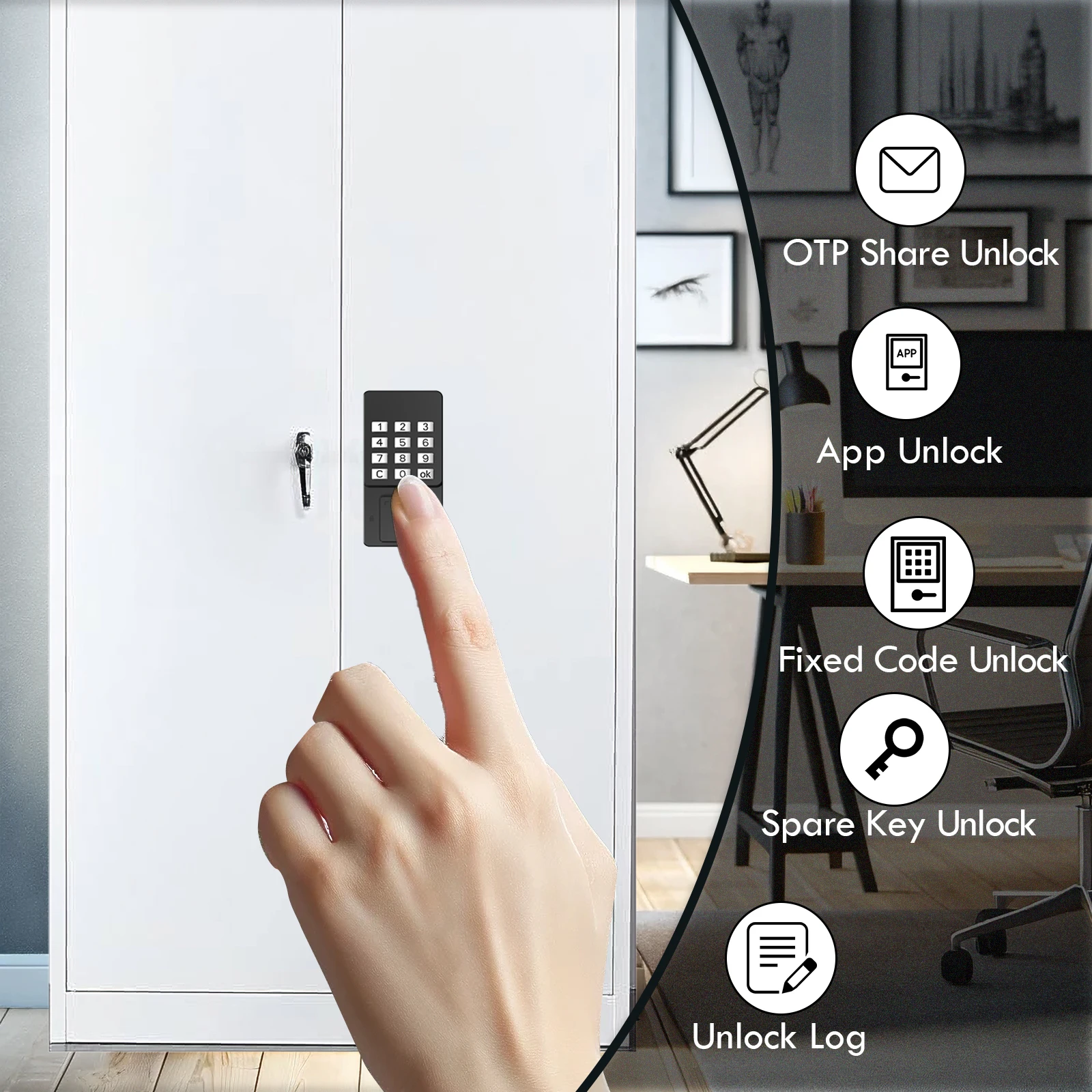 Metal Office Garage Storage Cabinet Steel Cupboard with 2 Doors and Shelves with smart lock