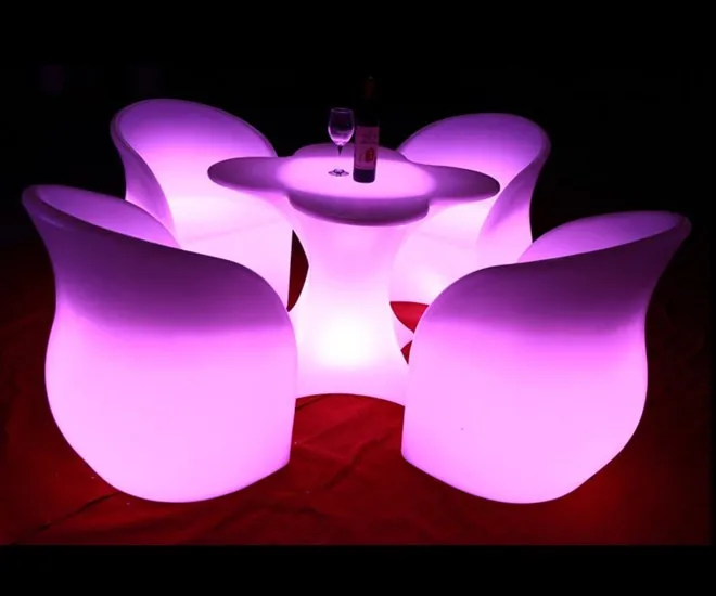 Factory sale cheap plastic tables and chairs rechargeable led bar furniture