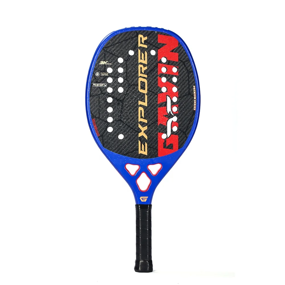 Durable Customized Carbon Composite 3K/12k/18k Carbon Beach Tennis Paddle Racket With Grit Surface and EVA Memory Core