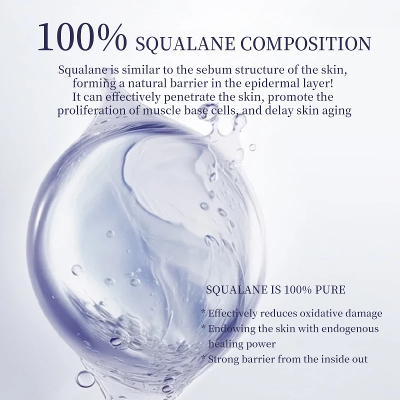 OEM Factory Price Wholesale Squalane Pure Women Anti Wrinkle Essence Natural Organic Oil Aging Pore Shrinking