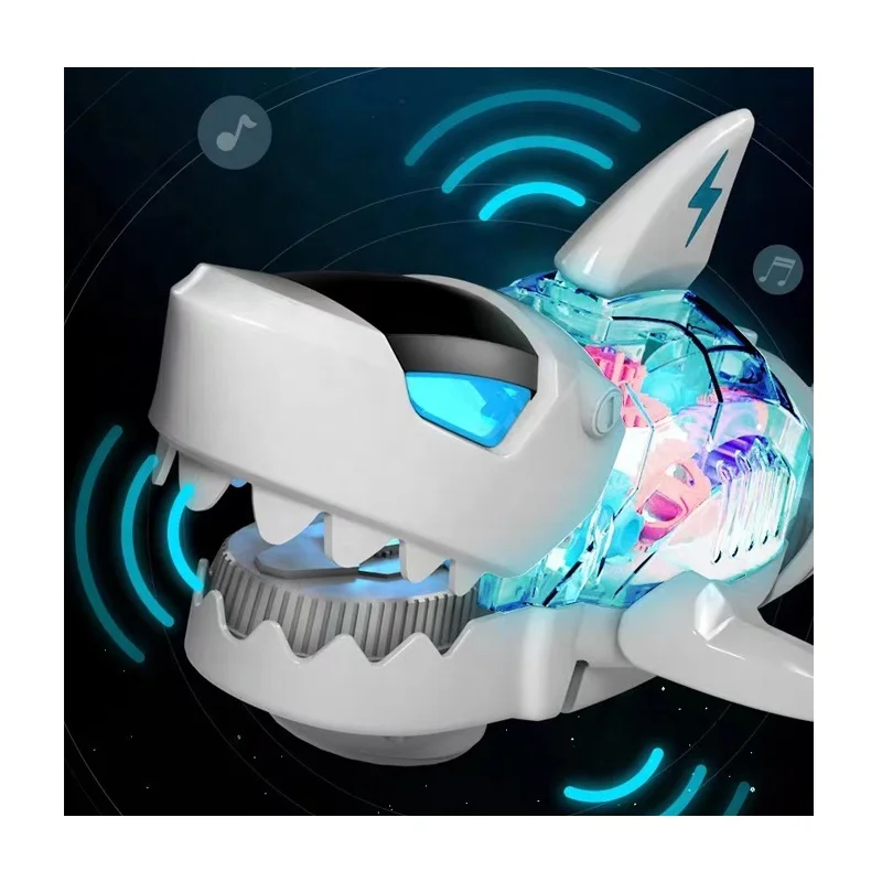 Electric Light Up Cartoon Animal Gear Shark Toy With Light and Music