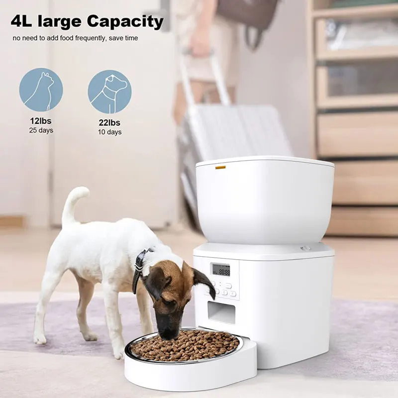 4L Stainless Steel Factory Wholesale Dog Cat Food Dispenser Pet Bowl Feeder Timed Ration Smart Automatic Pet Feeder