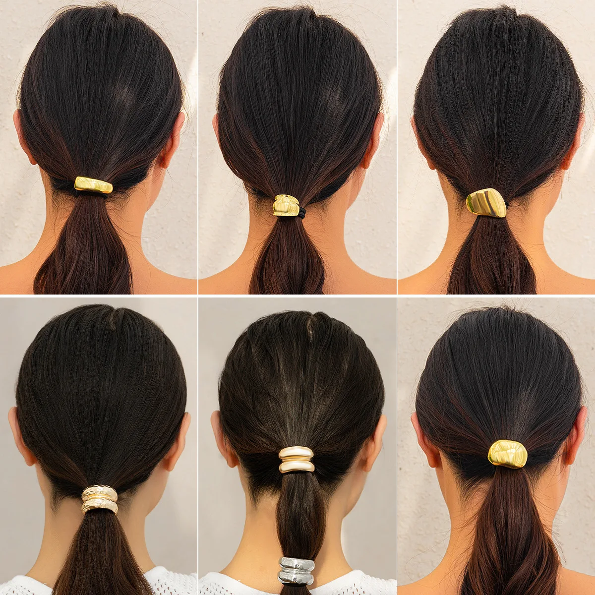 Custom Hair Clips for Women Wholesale Metal Smooth Elastic Scrunchie Ladies Cold Wind Geometric Square Headwear Hair Accessories