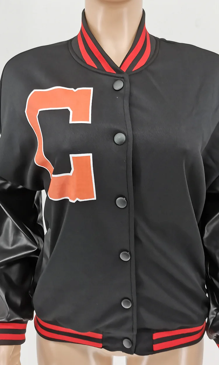 Модная женская Свободная куртка с длинным рукавом и карманами, Женская бейсбольная куртка с принтом логотипа