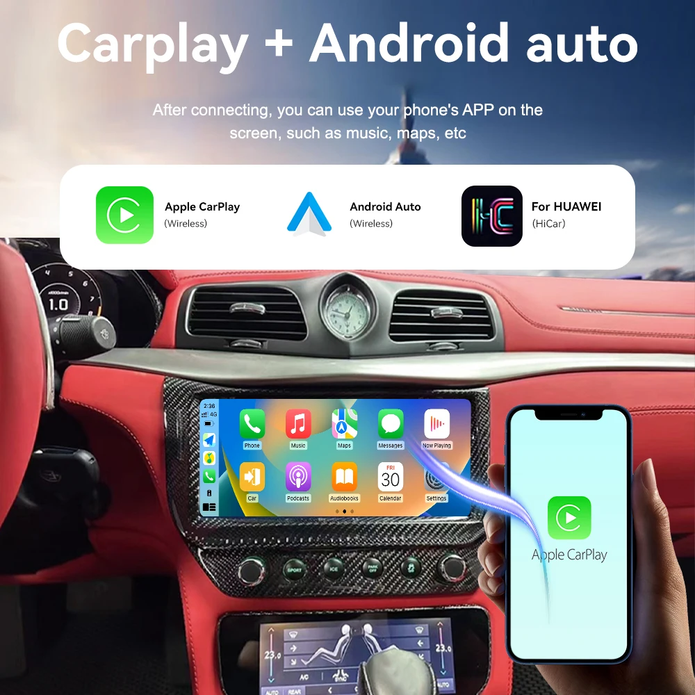 13 0 Android для Maserati GT 2013-2020 обновление до двухэкранного автомобильного мультимедийного плеера GPS-навигационное радио головное устройство Carplay