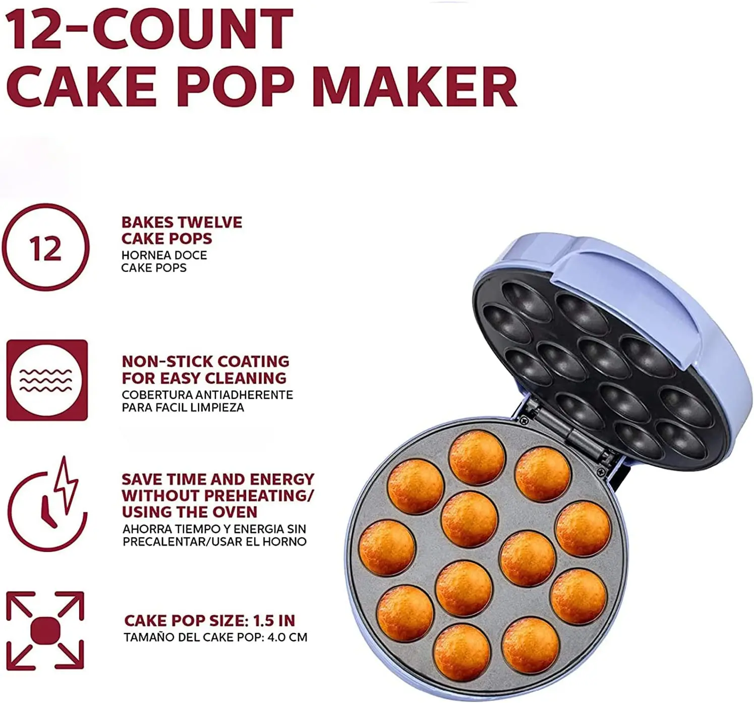 12 Count Electric Cake Pop Maker for Birthday and Holiday Parties