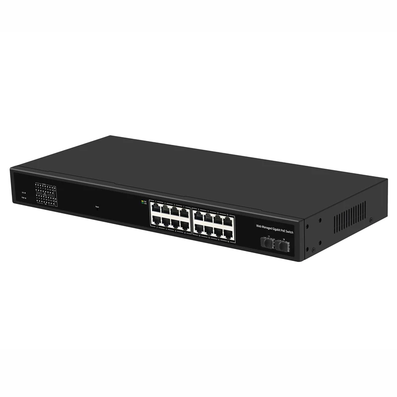 New 2024 Easy Smart 16 ports Web Managed gigabit poe switch with 2 ports SFP uplink
