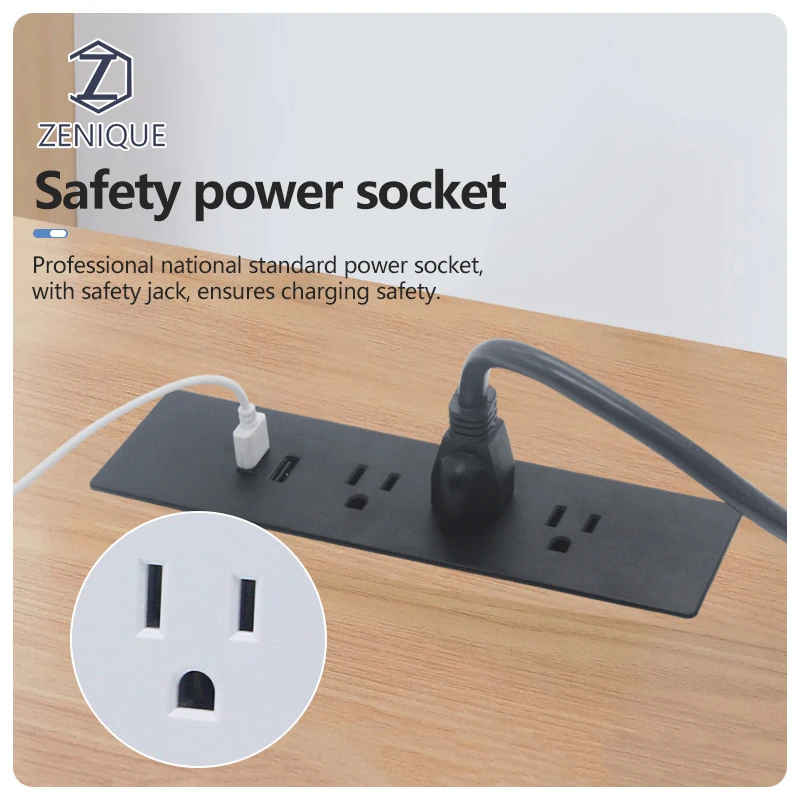 Office Furniture Embedded Flush Mounted Multi Power Outlet Recessed Desktop Socket Table US Outlet with USB Type C