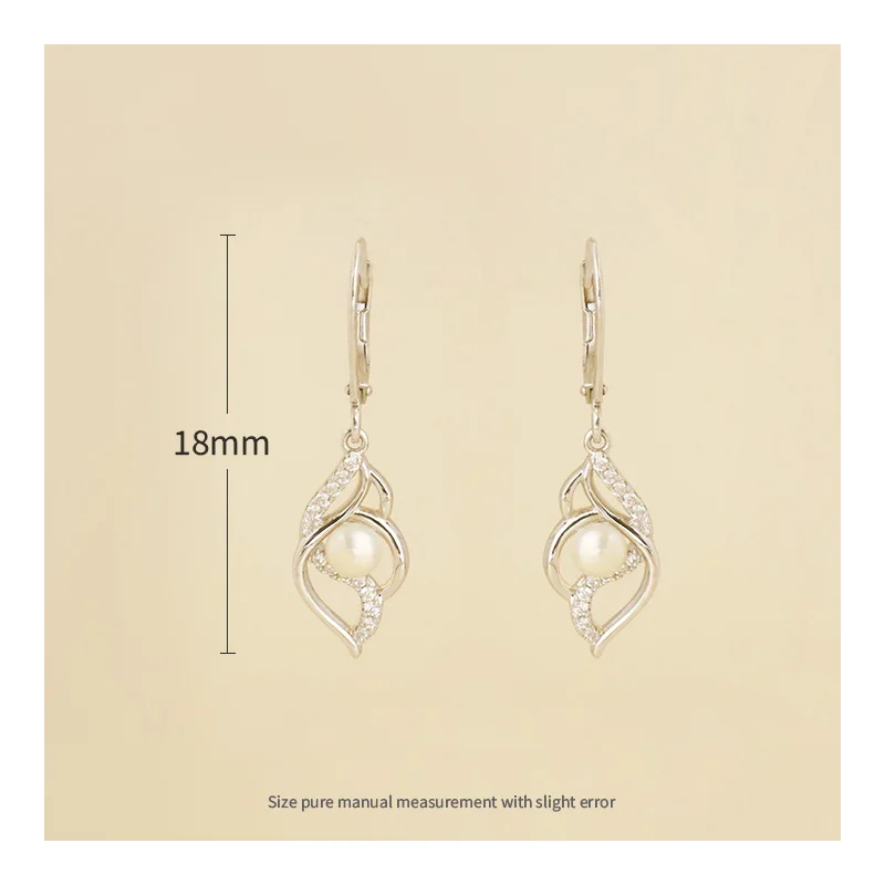 Girls Fashion Double Simulated Huggies Pearl Long Dangle Drop Earrings Gold Vermeil Silver Color Jewelry With Cz Diamond Wedding