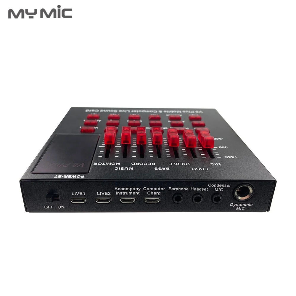 MY MIC v8 plus usb sound card audio interface mixer live podcast sound cards for youtube streaming singing microphone recording