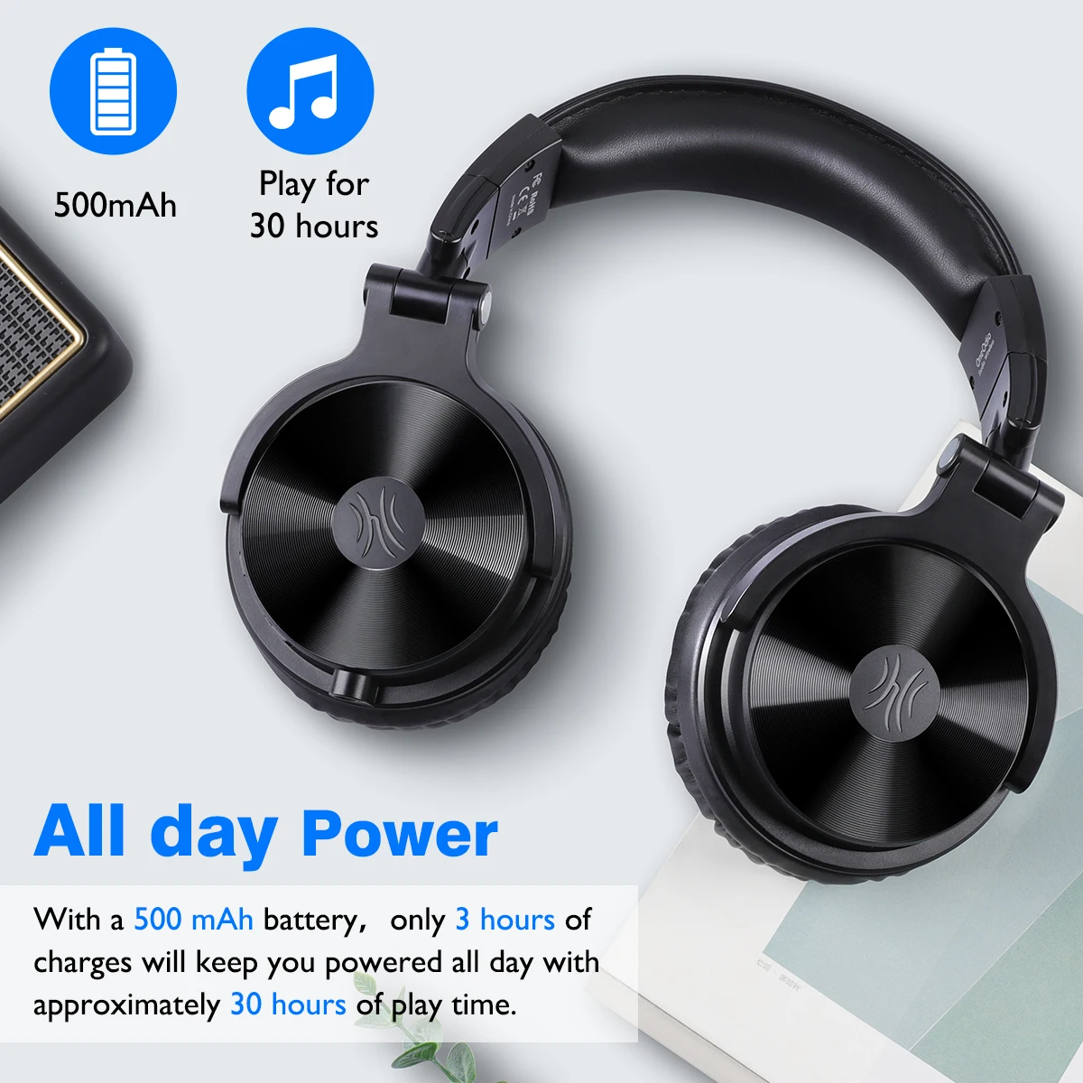 Oneodio Foldable Over Ear Headphones Super Bass Wired Wireless Headset 5.0 With Extended Microphone Music
