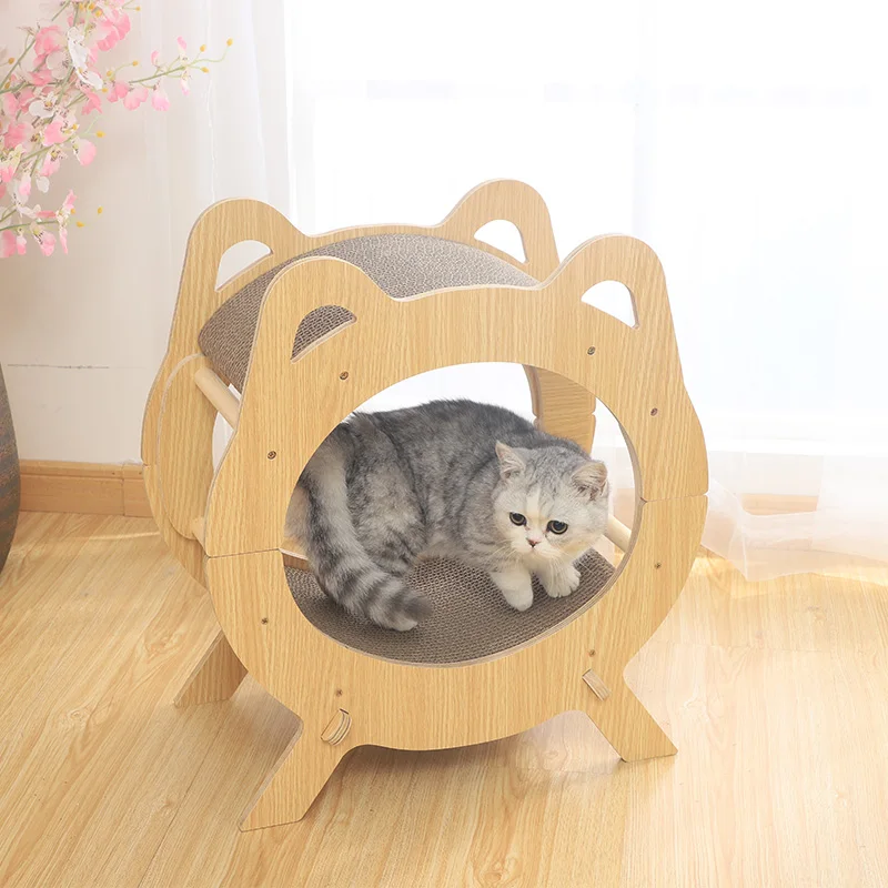 PAKEWAY Pet House Scratcher Cardboard Indoor Cat House