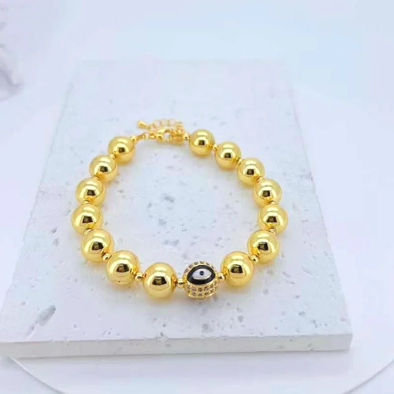 CH-HDN1057 Turkey style devil eye beads necklace bracelet,Diy gold ball bead set jewelry,chic link ball jewelry wholesale
