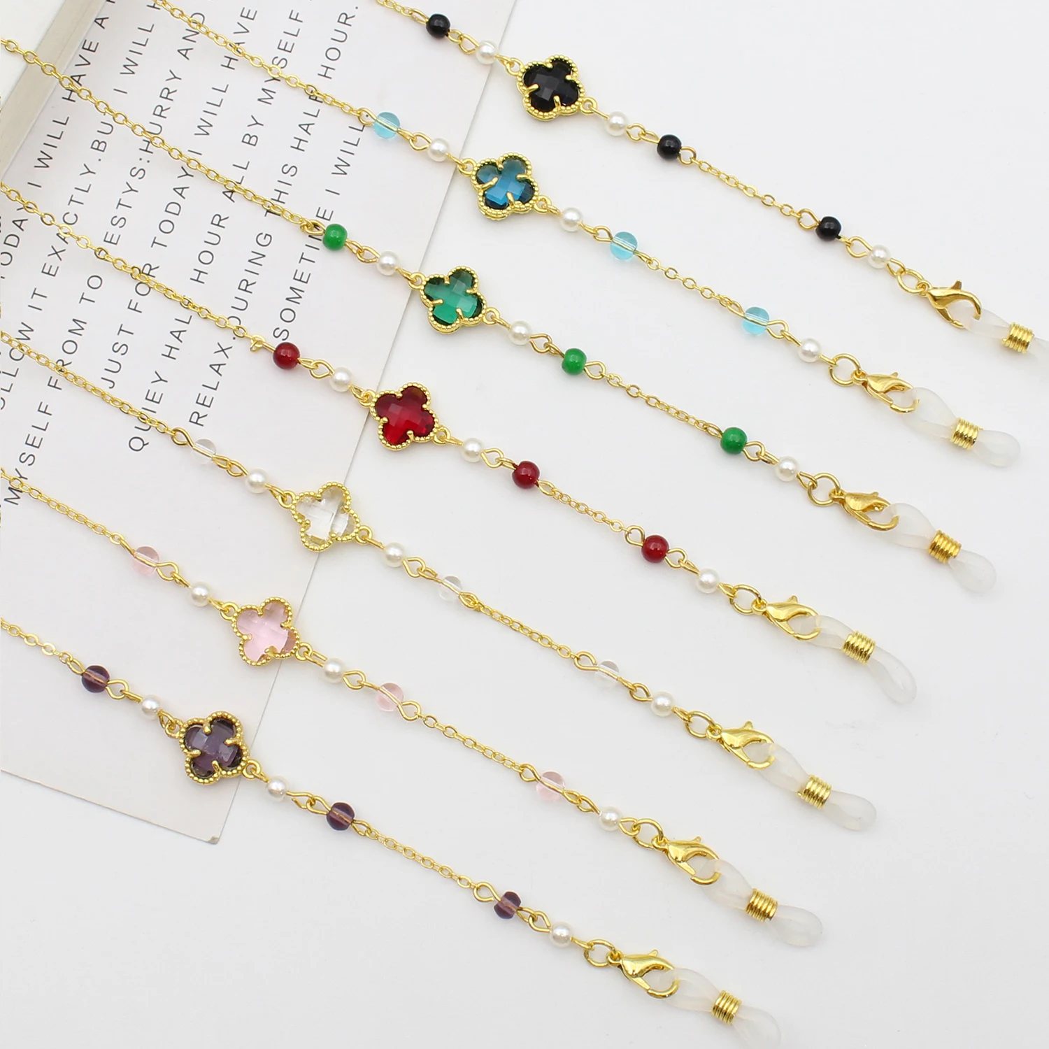 2022 hot sale Style Face Masking Lanyard Fashion Crystal flower pendant crystal Chain Glasses Chain