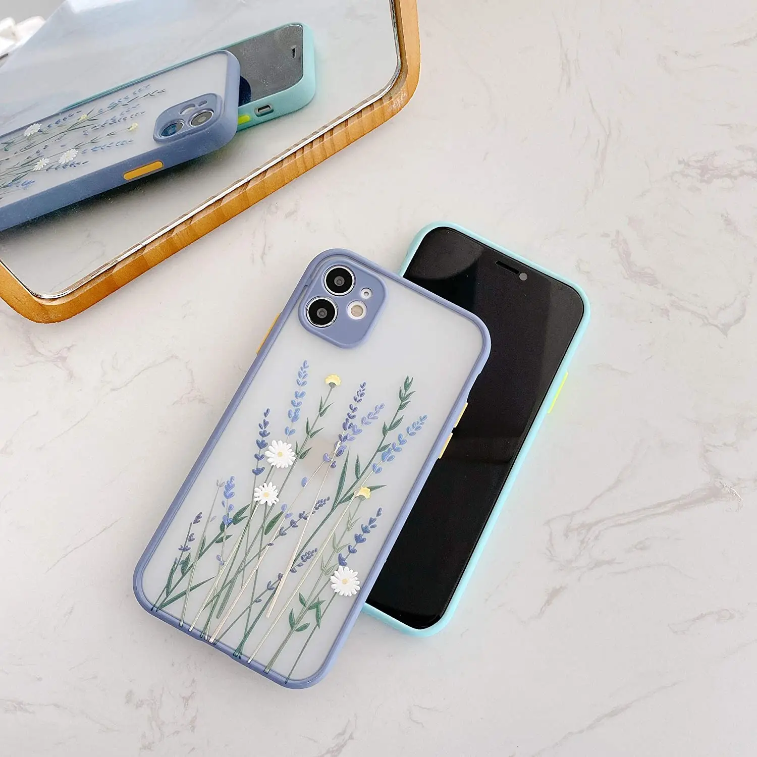 GOSTARRY Back Phone Cover Lavender Flower Case Floral Transparent Hard Tpu Bumper For Iphone 13 12 Pro Max