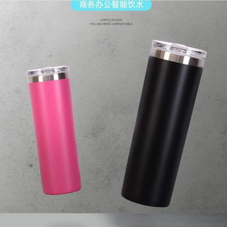 Double Wall Stainless Steel Powder Coated 20oz Straight Tumbler Cups Insulated Vacuum Flask Water Bottle