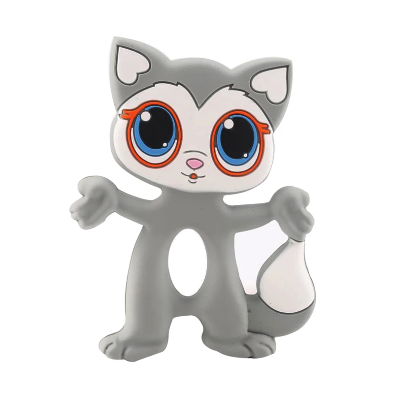 wholesale China Manufacture Multicolour Animal Food Grade Silicone Baby Teether Toys Wholesale/Silicone Cat Teether