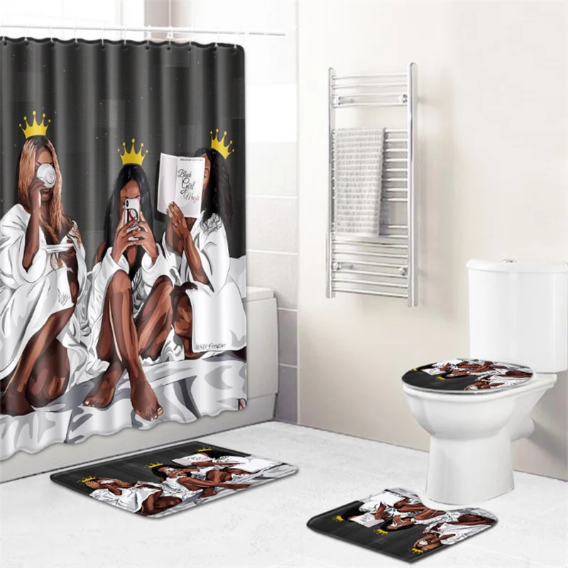 
i@home polyester waterproof 3d makeup bathroom women african art print bath shower curtain 