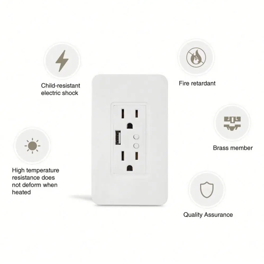USA Type USB smart WIFI wall socket support Alexa and Google Home Smart wifi USB socket and plug