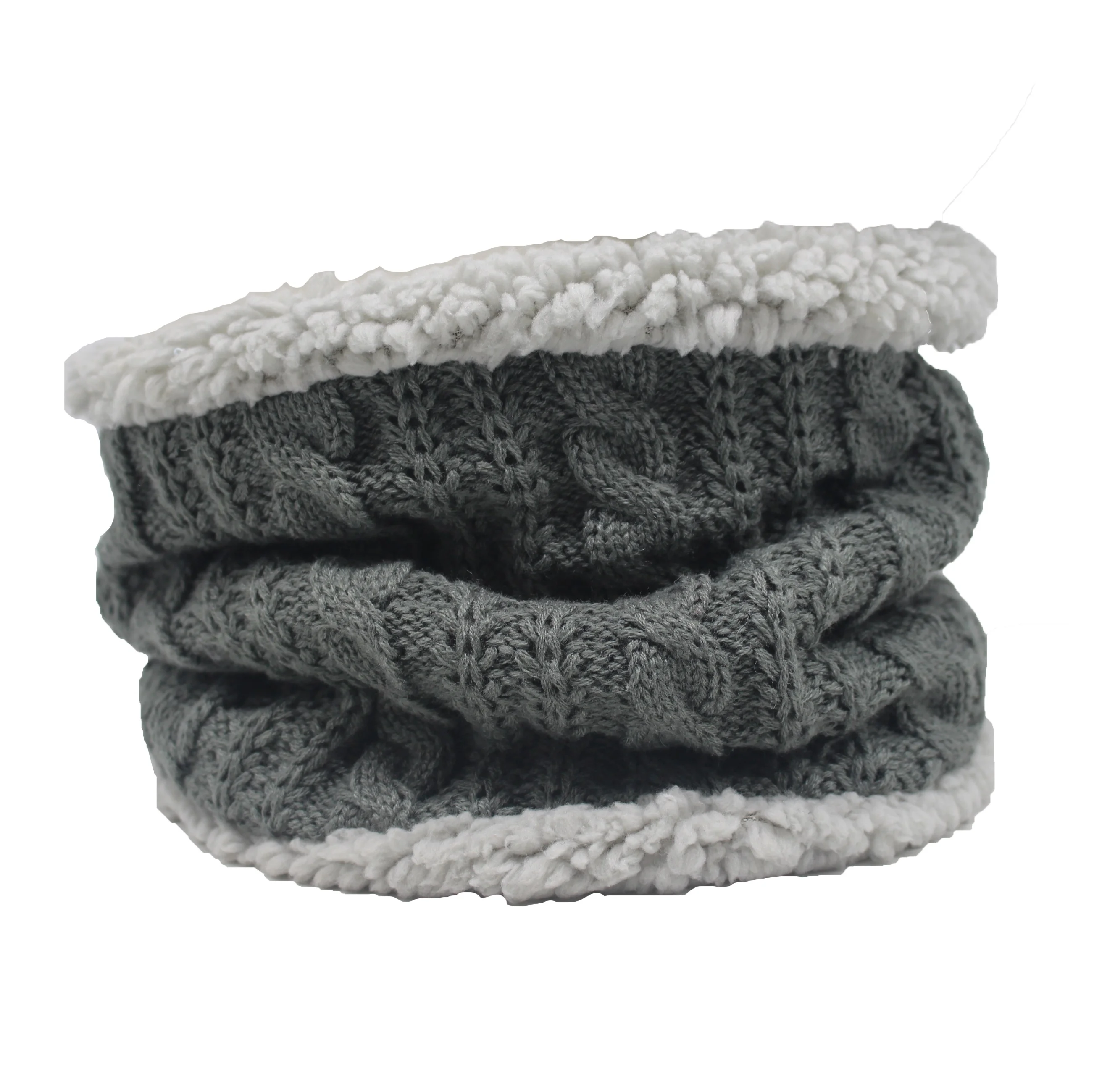 Wholesale grey color winter prevention outdoor knit and fleece neck warmer