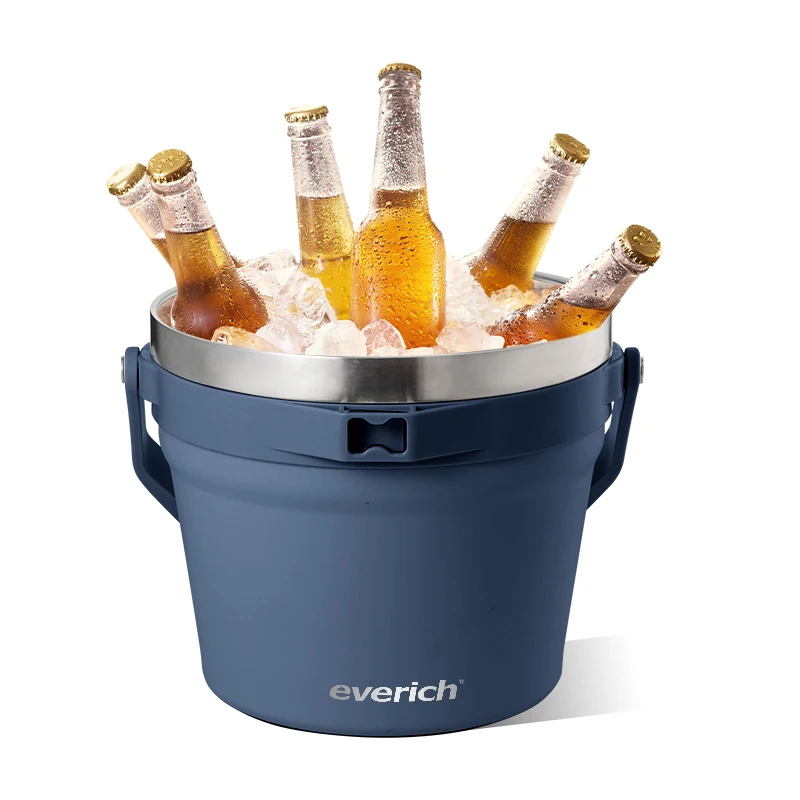 Premium Stainless Steel Cooler: 7L Ice Bucket with Lid and Accessories