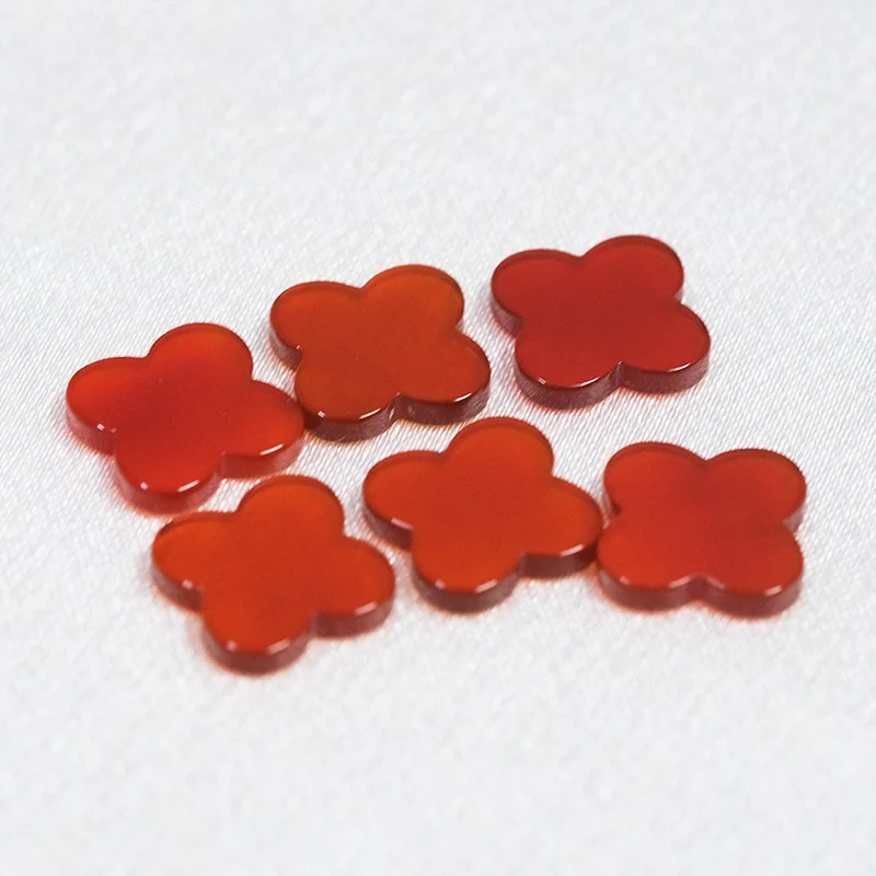 50 pcs/bag clover leaf stone red black green white mother of pearl red agate four leaf clover jewelry accessories