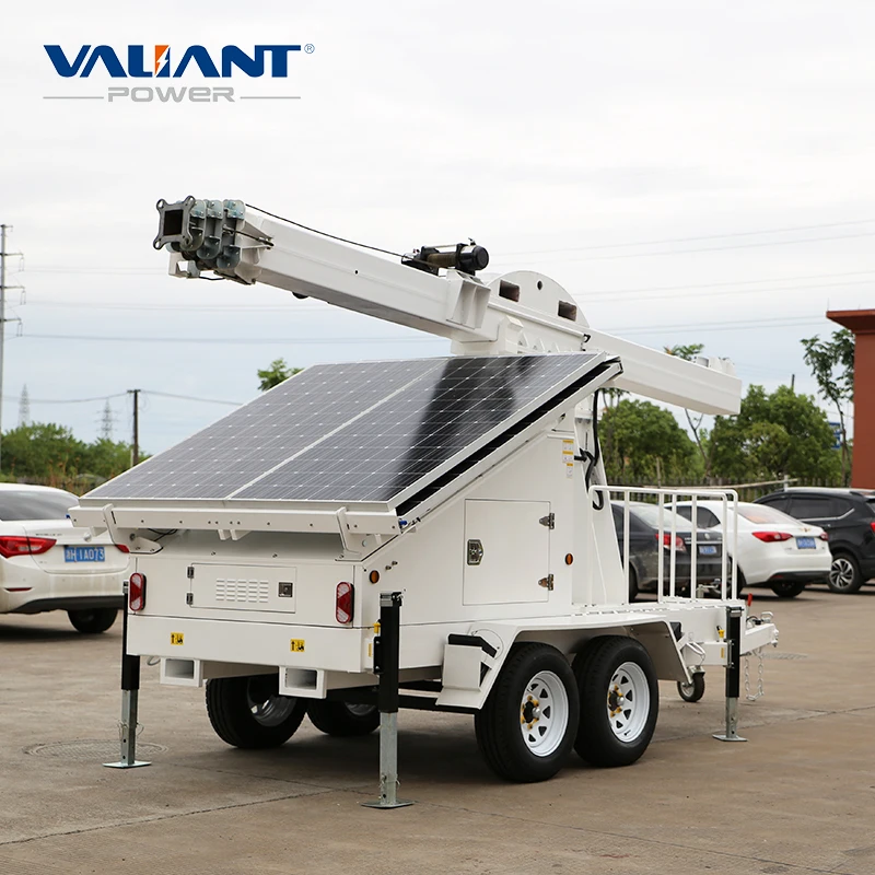 18 Meters Power Bank Horizontal Mast Electric Motor Driven 4*380W PV Panels Solar Trailer Solar Trolley