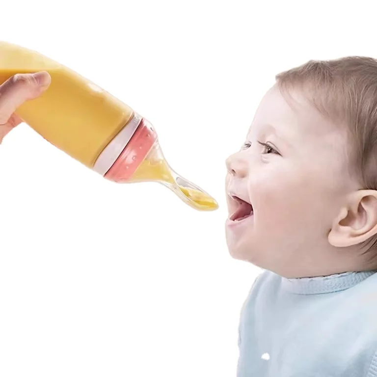 BPA free baby feeding spoon Silicone Squeeze Feeding Bottle for child fast delivery