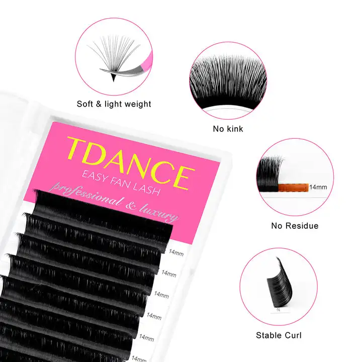 TDANCE 0.03 0.05 0.07 8-25mm cc dd curl individual mink eyelash extension private label cashmere eyelash extensions lash tray