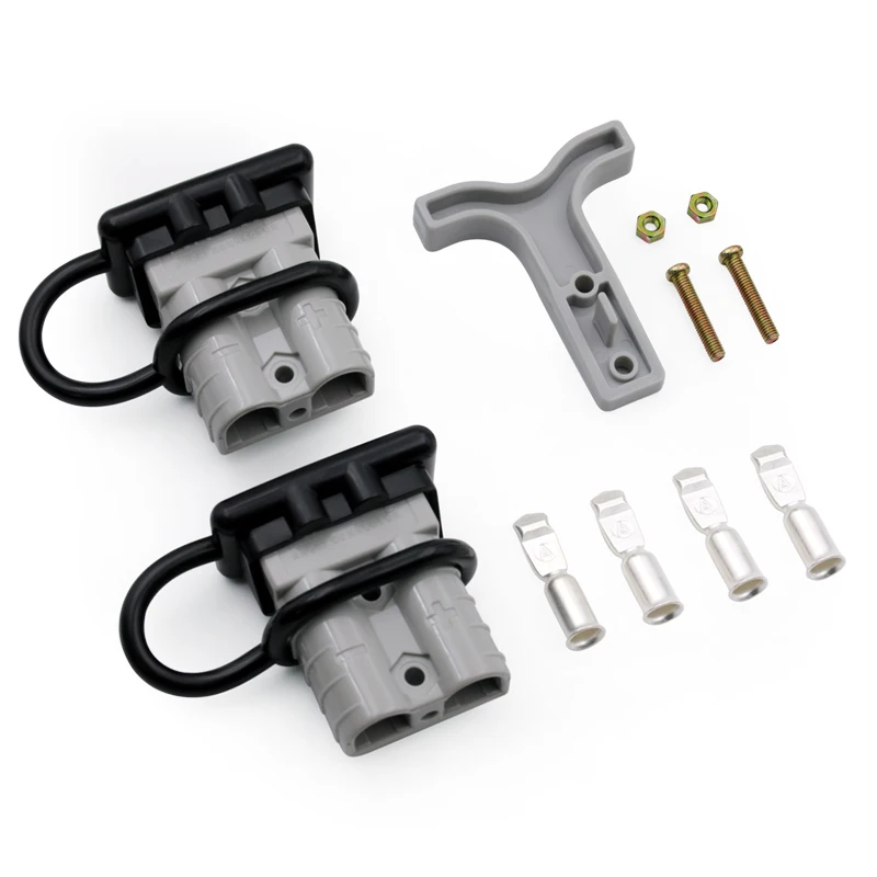 Anderson  Type  plug 50A with  power connector   grey handle and  copper-plated silver contacts and  black dust cover