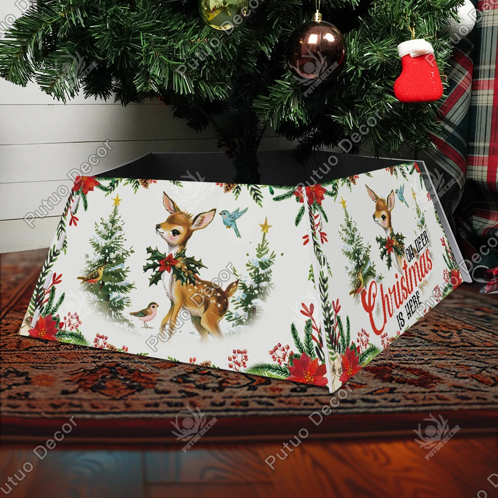 Putuo Decor PVC Christmas Tree Collar Christmas Tree Ring for Home Farmhouse Xmas Party Holiday Home Christmas Tree Decoration