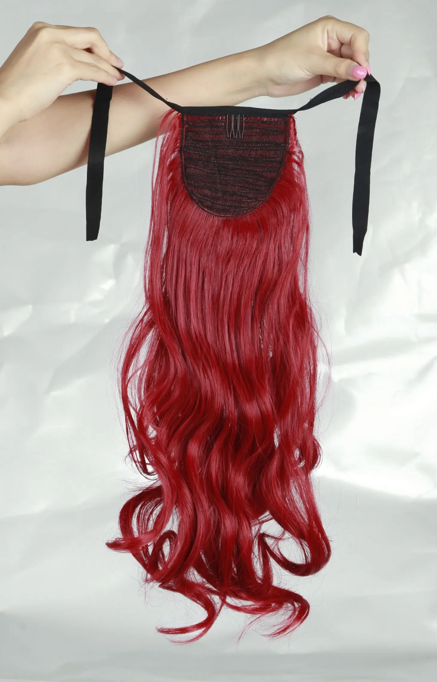 S-noilite Silky Straight Wavy Synthetic Hair Clip In Ribbon Ponytail Hairpiece Tie in Pony Tail  Hair Extension for Women