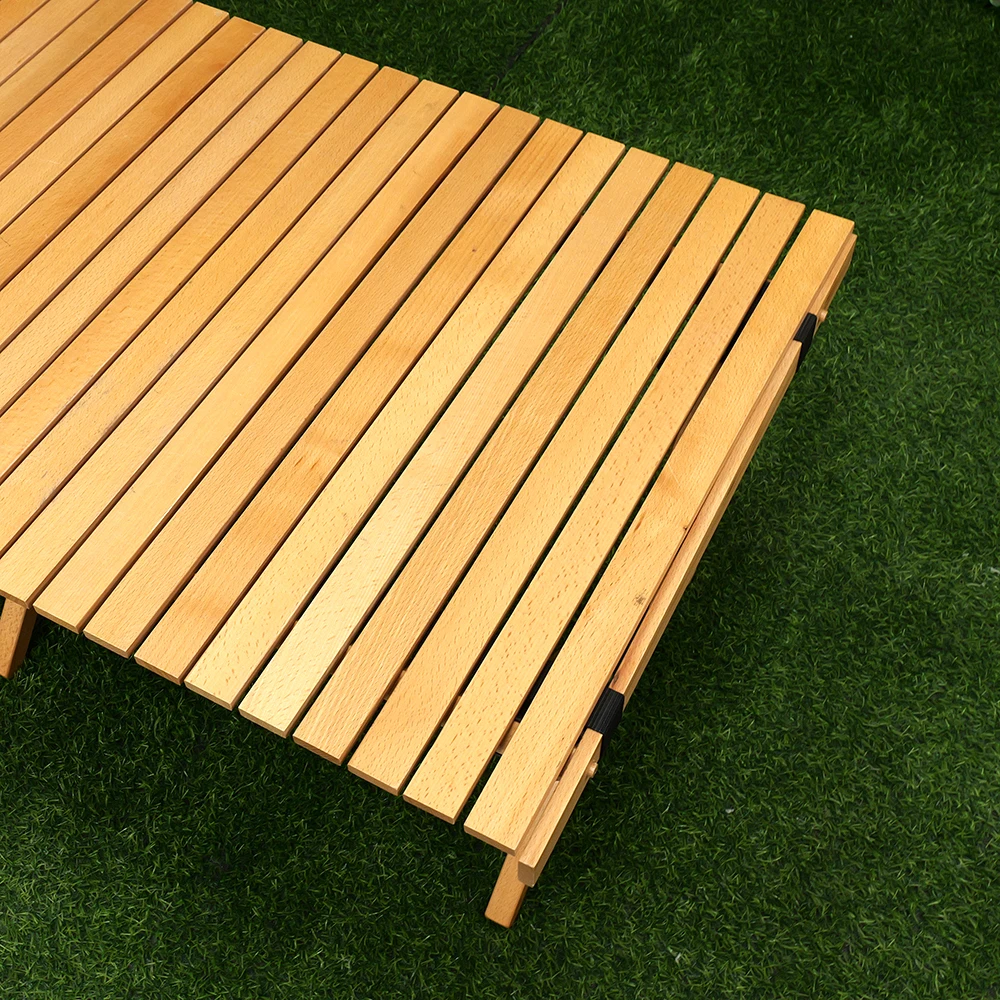 West Shore Manufactory Wholesale Portable Beech Wood Camping Picnic Table Outdoor Roll Up Camping Dining Tables
