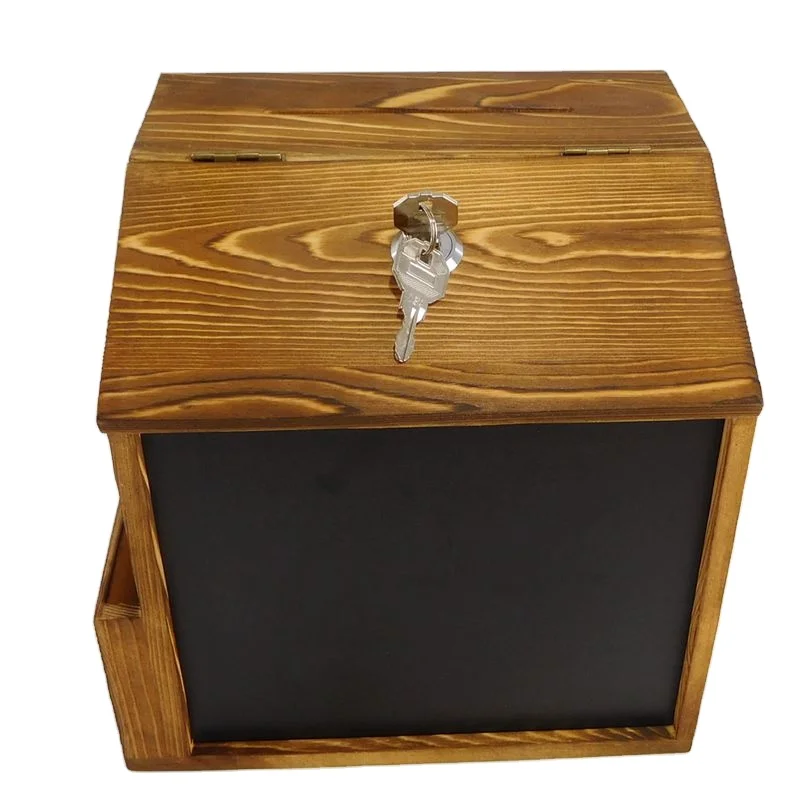 Custom Wooden Ballot  Box Pine Wood Donation Box Suggestion Box wholesale