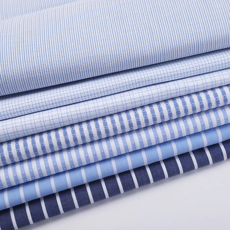 Yongteng premium italian cotton yarn dyed dobby stripe checked shirt fabric in ready stock with low moq