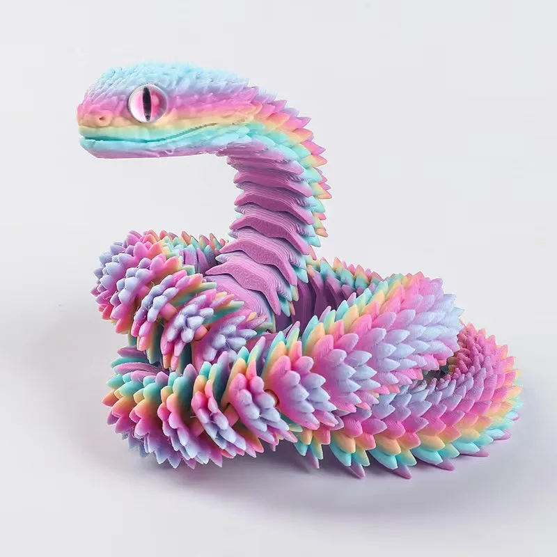 Wholesale Creative 3D Printed Snakes Large Viper Snake Movable Toy for Easter and Chinese New Year of the Snake