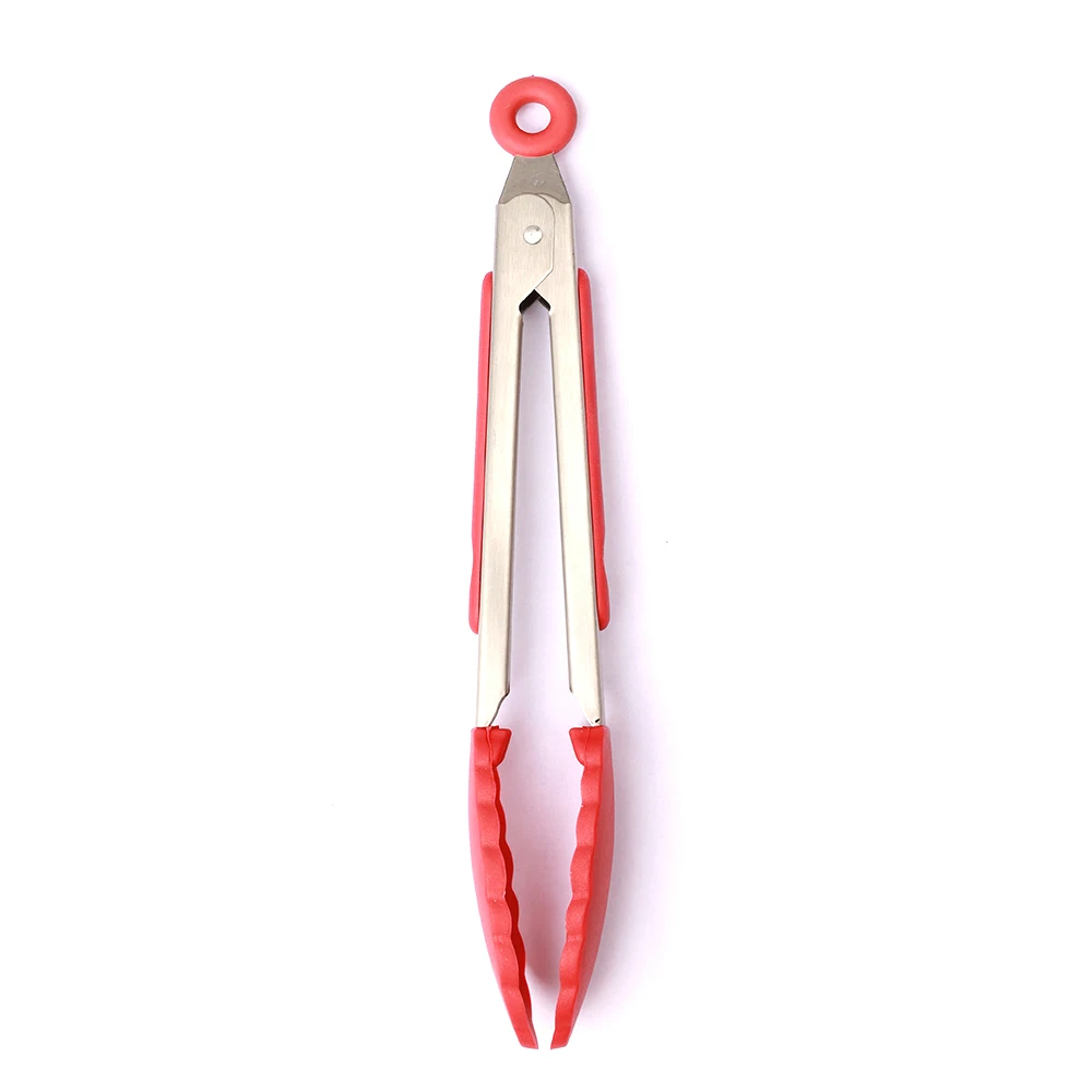 
Children mini size anti-scald clips 7inch Red 0.6mm thickness Silicone Food tongs 