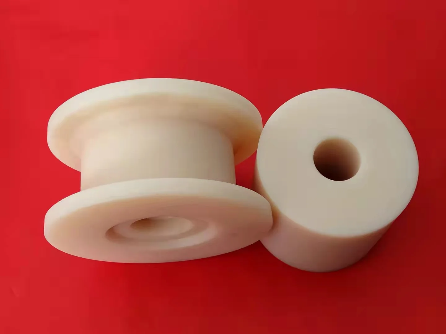 Custom Hard Plastic double flange Nylon wheels PP wheel Peek roller wheel