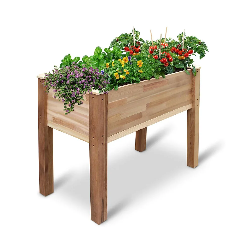 Elevated wood planting for growing fresh herbs vegetables flowers  succulents and other plants in your home is ideal for