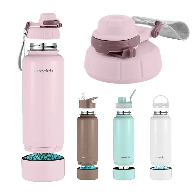 Phone Rack Lid ODM Design 304 Stainless Steel 2-in-1 32oz Pet Water Bottles for Camp Travel