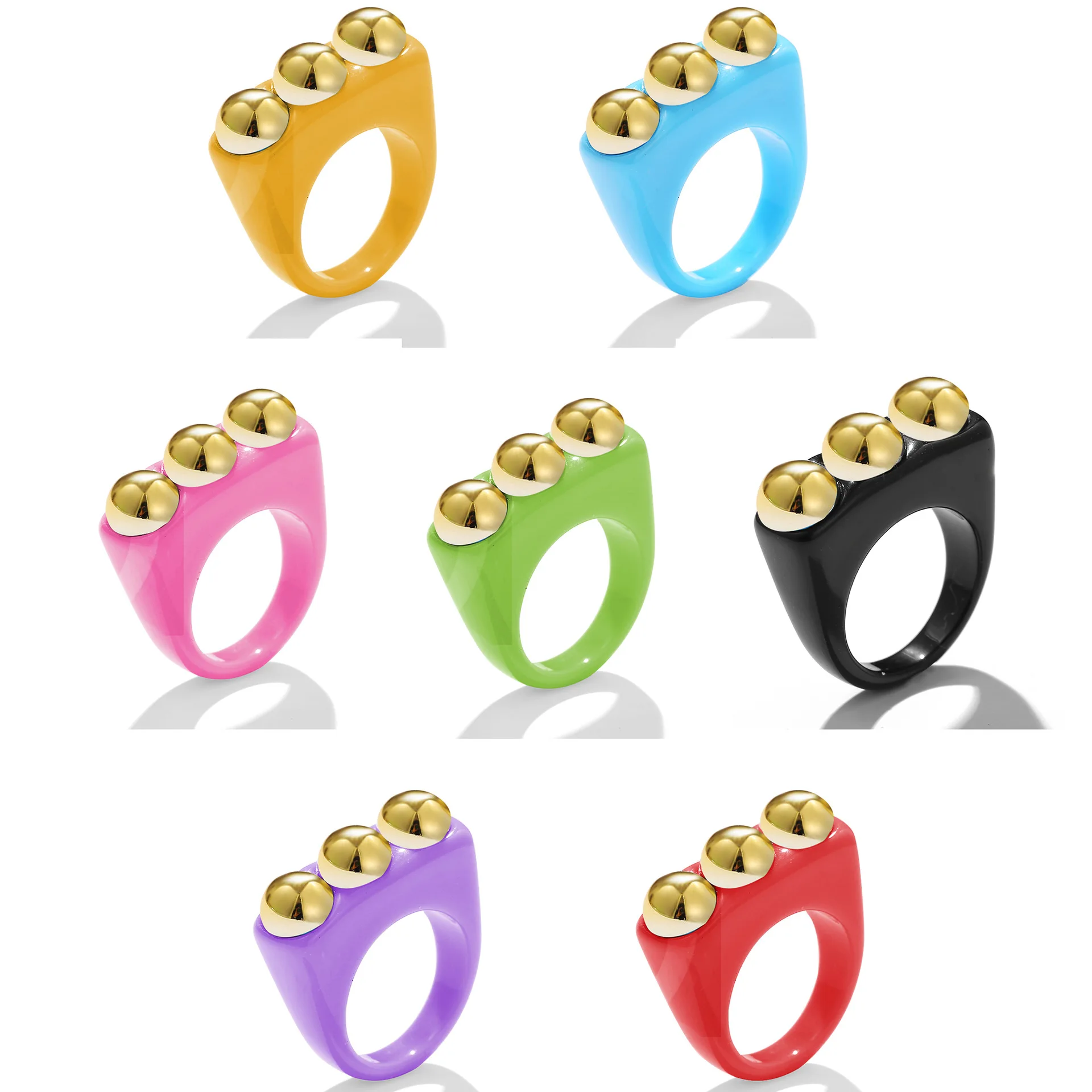 
Y2K Chunky Retro Resin Acrylic Plastic Rings Cute Colorful Candy Finger Ring Size 6.5 Jewelry Trendy Rings for Women Girls 