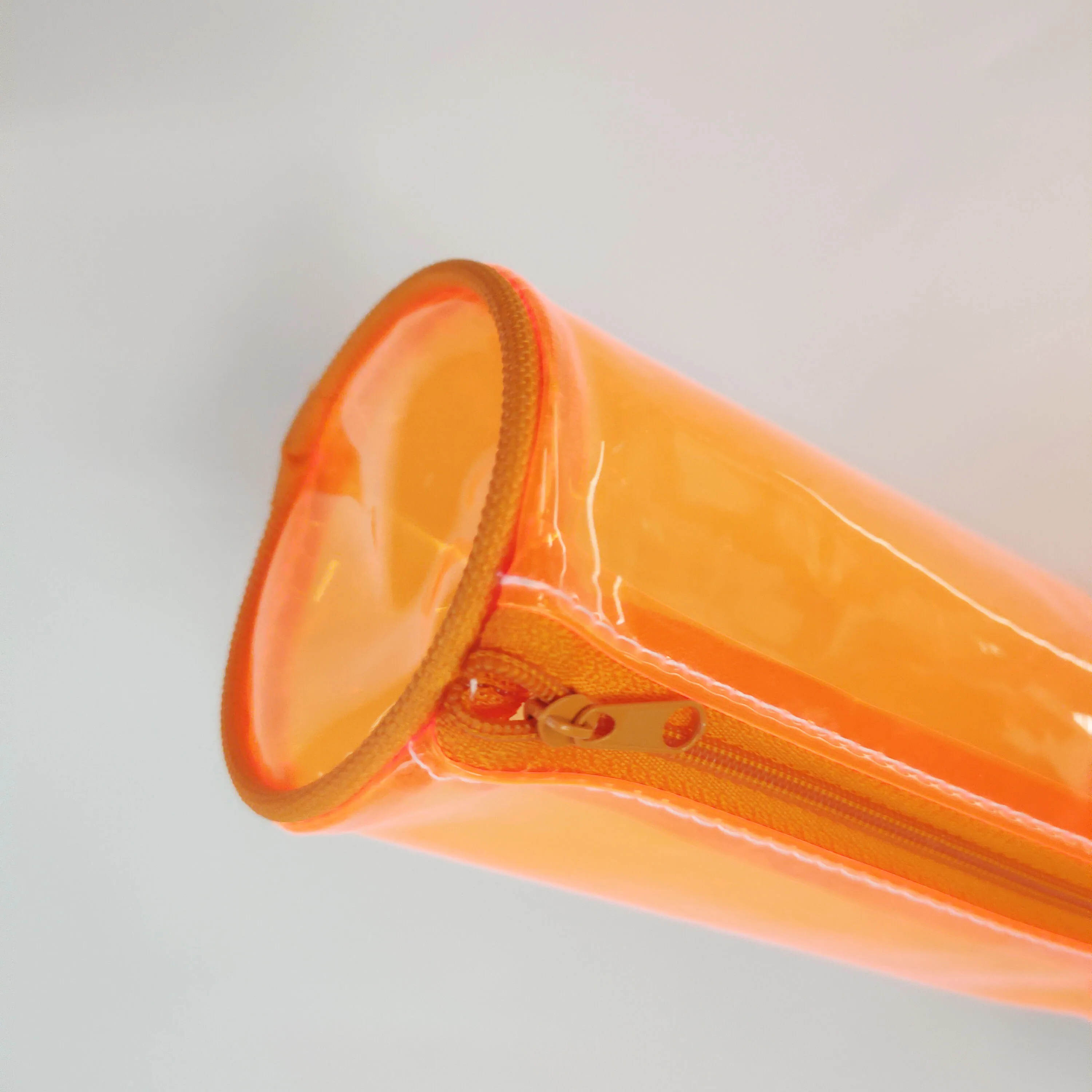 Cylinder Shape Waterproof Clear Candy Color Stationery Pencil PVC Pen Pouch Box Zipper Pencil PVC case