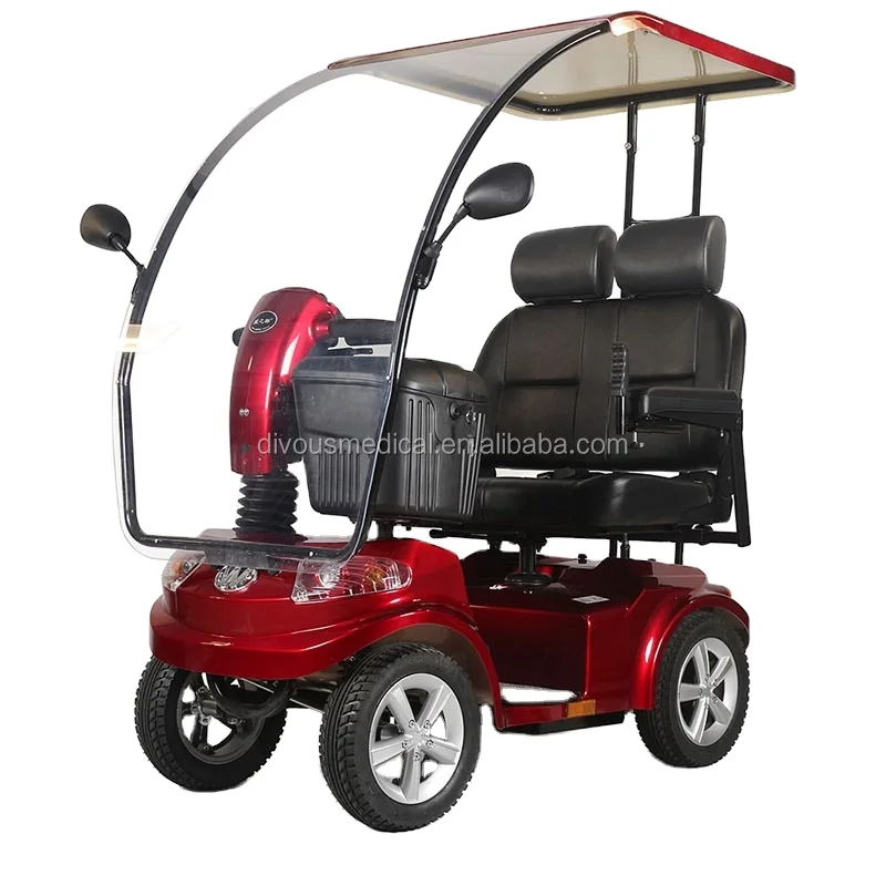 the new product two seat four wheels Electric Wheelchair Brushless Motor Travel for the Disabled and Elderly convenient