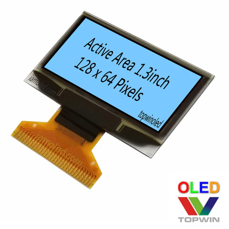 Newest Design 1.3 Inch 128x64 Pixels 30 Pin Blue I2C Interface OLED Display with IIC SPI Parallel Interface Connector Type