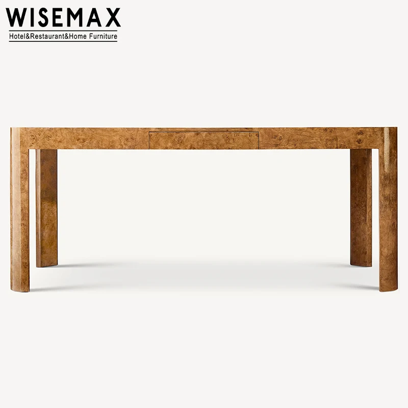 WISEMAX FURNITURE luxury hotel furniture bedroom desk table solid wood furniture burl wood table wooden beds dressing table