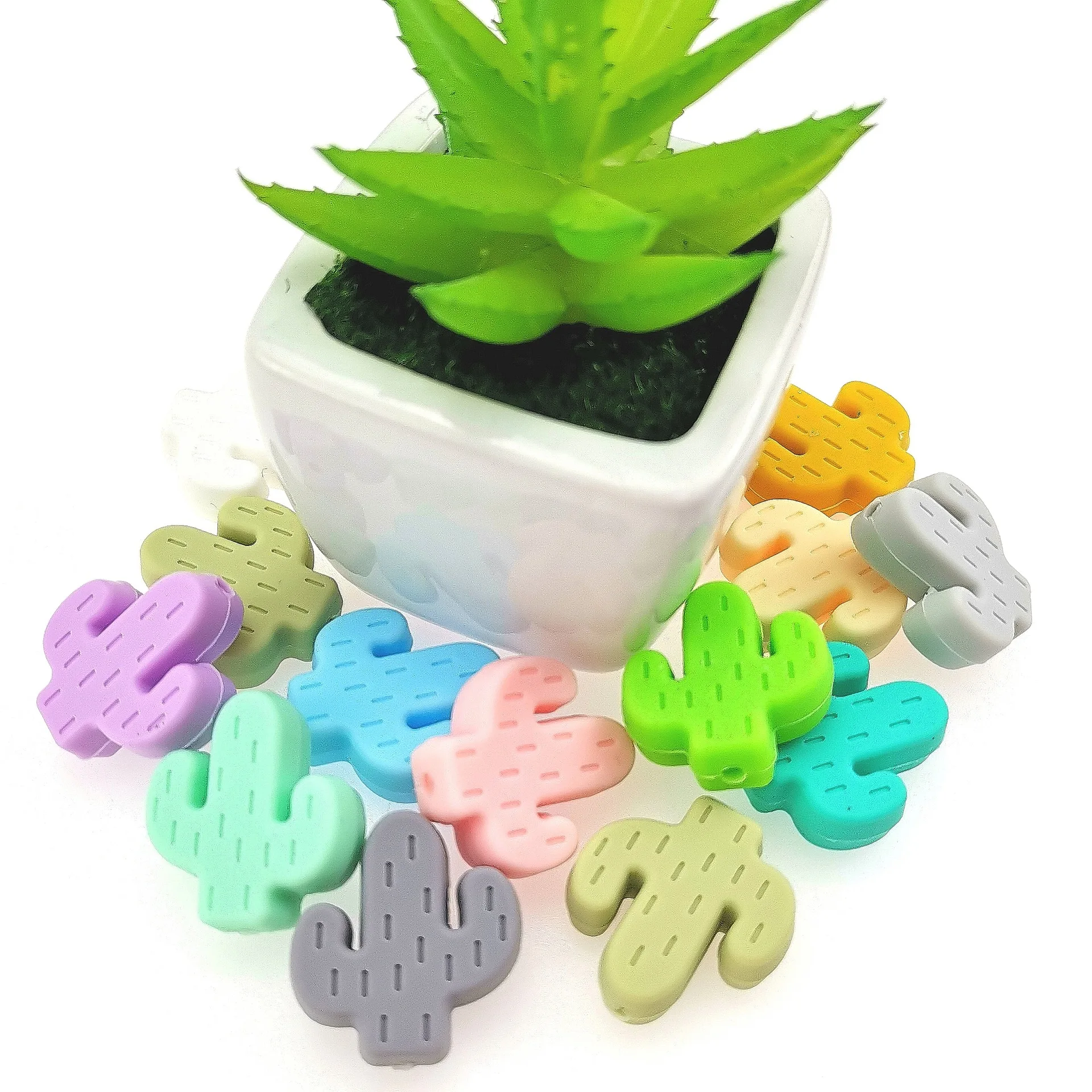 Bracelet Wholesale Teething Focal Character New Letter Wristlet Cactus Keychain Custom Silicone Beads For Pen Jewelry Making